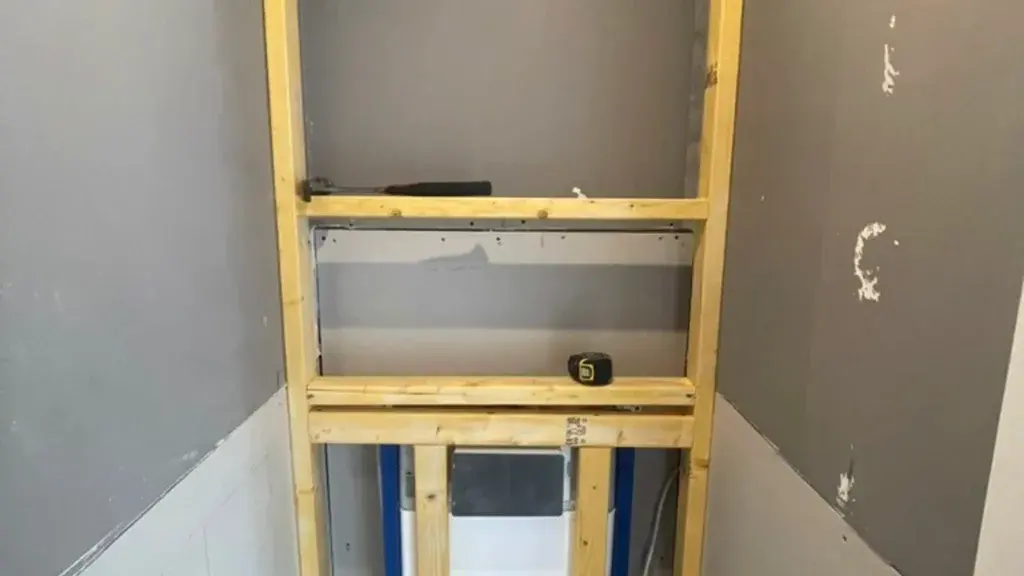 Framework and studwork set out for the wall panelling