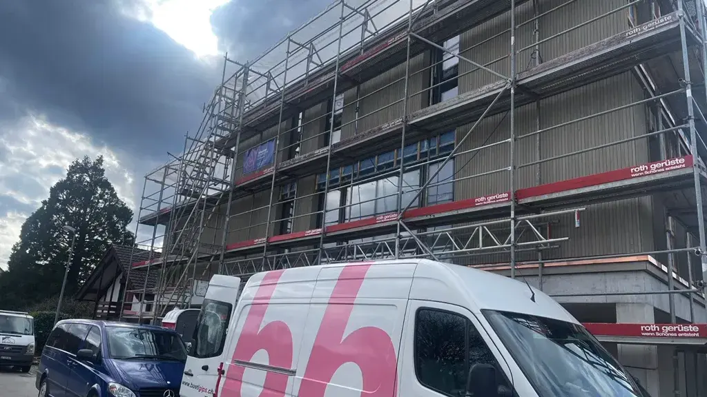 The multi-storey facade elevation with its window openings