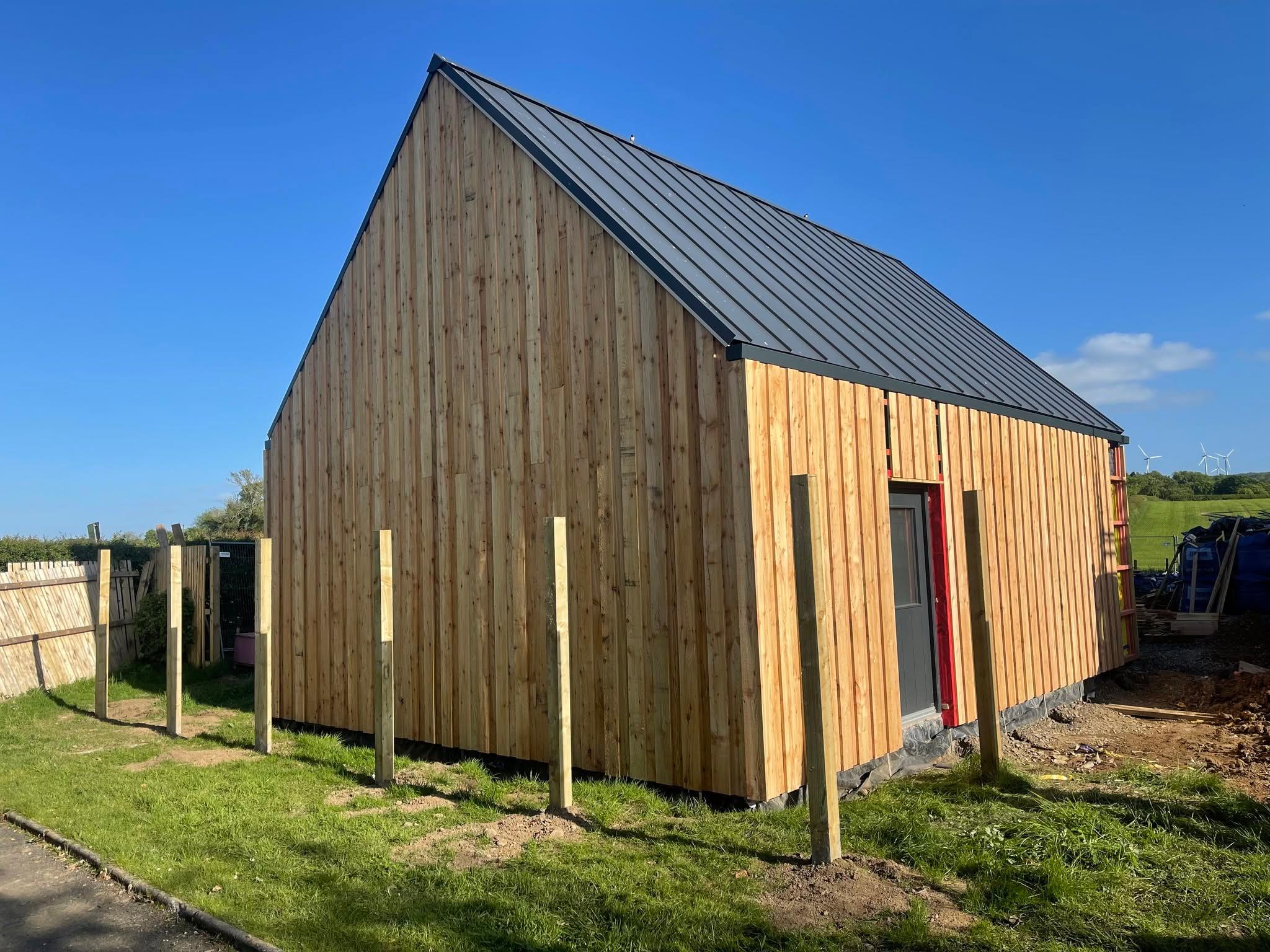 Timber cladding installation on an architectural exterior