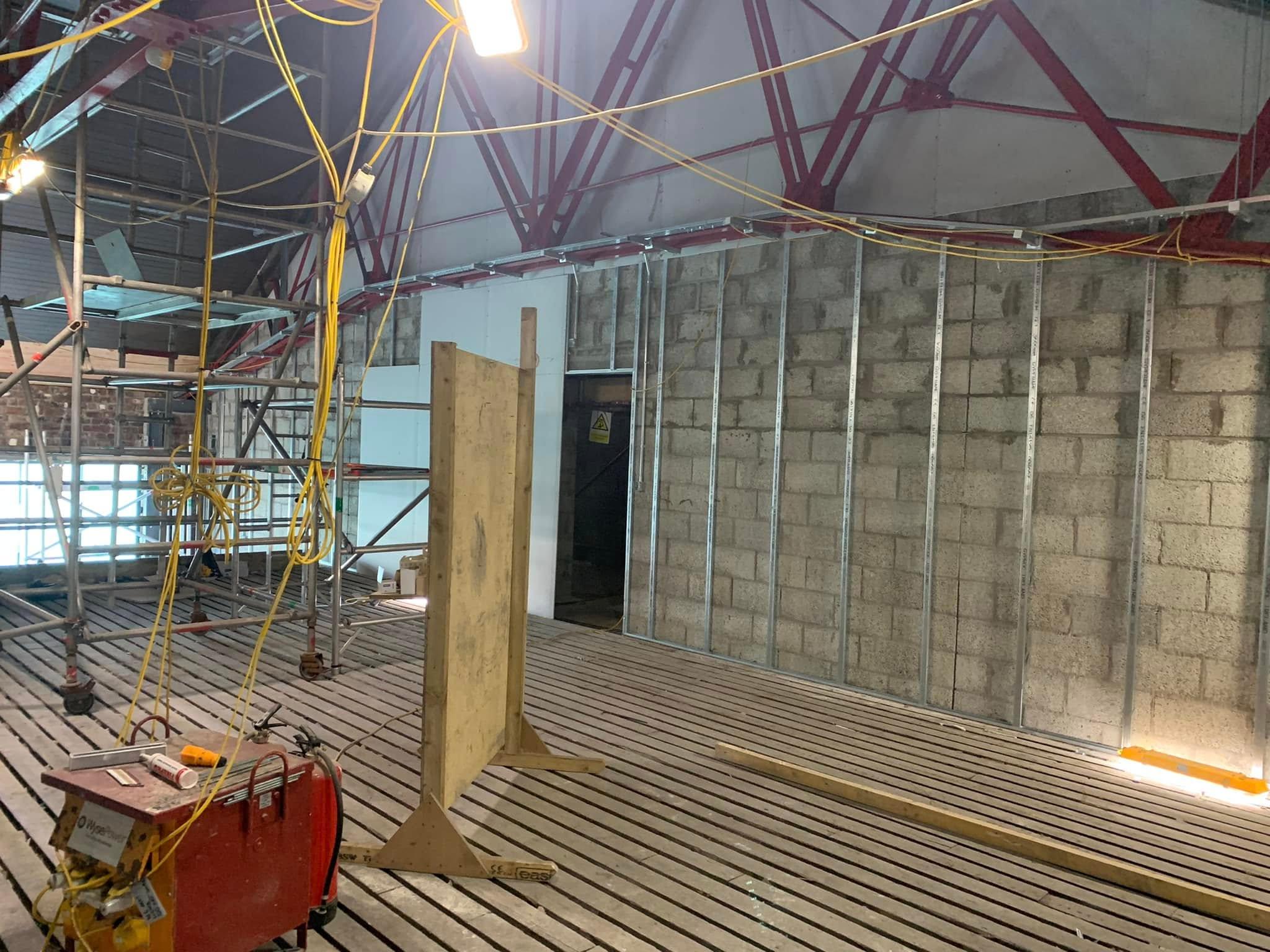 Refurbishment project with structural steel beams and interior works